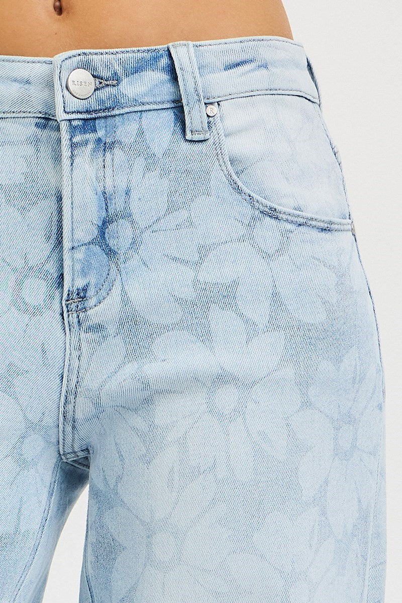 Floral Print High Rise Baggy RISEN Jeans