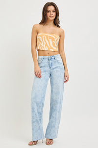 Floral Print High Rise Baggy RISEN Jeans