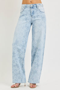 Floral Print High Rise Baggy RISEN Jeans