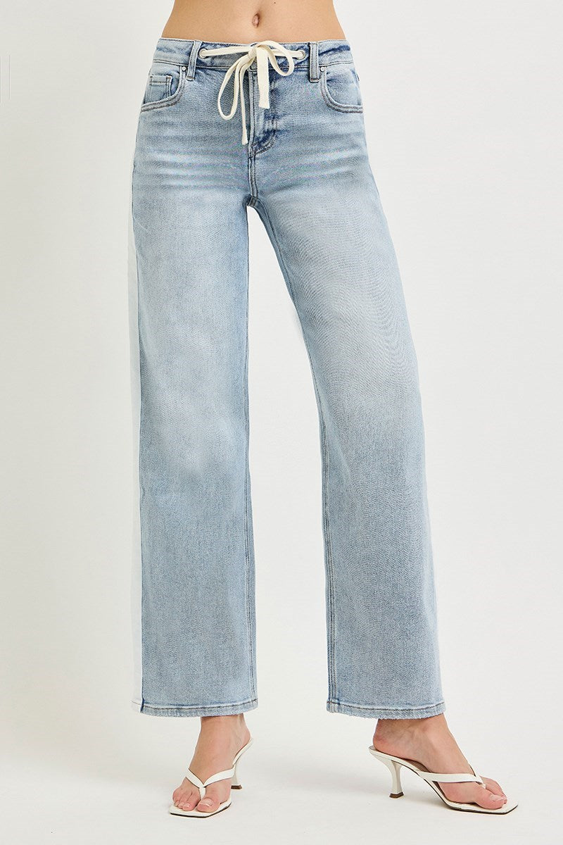 Linda Light Wash RISEN Jeans w/ Stripe Detail & Drawstring