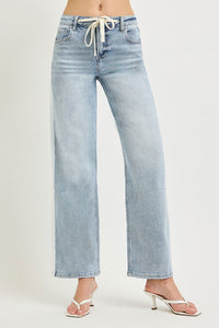 Linda Light Wash RISEN Jeans w/ Stripe Detail & Drawstring