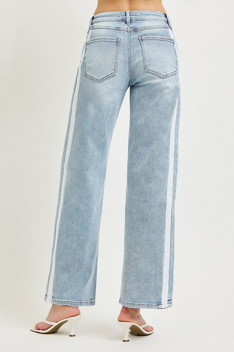 Linda Light Wash RISEN Jeans w/ Stripe Detail & Drawstring
