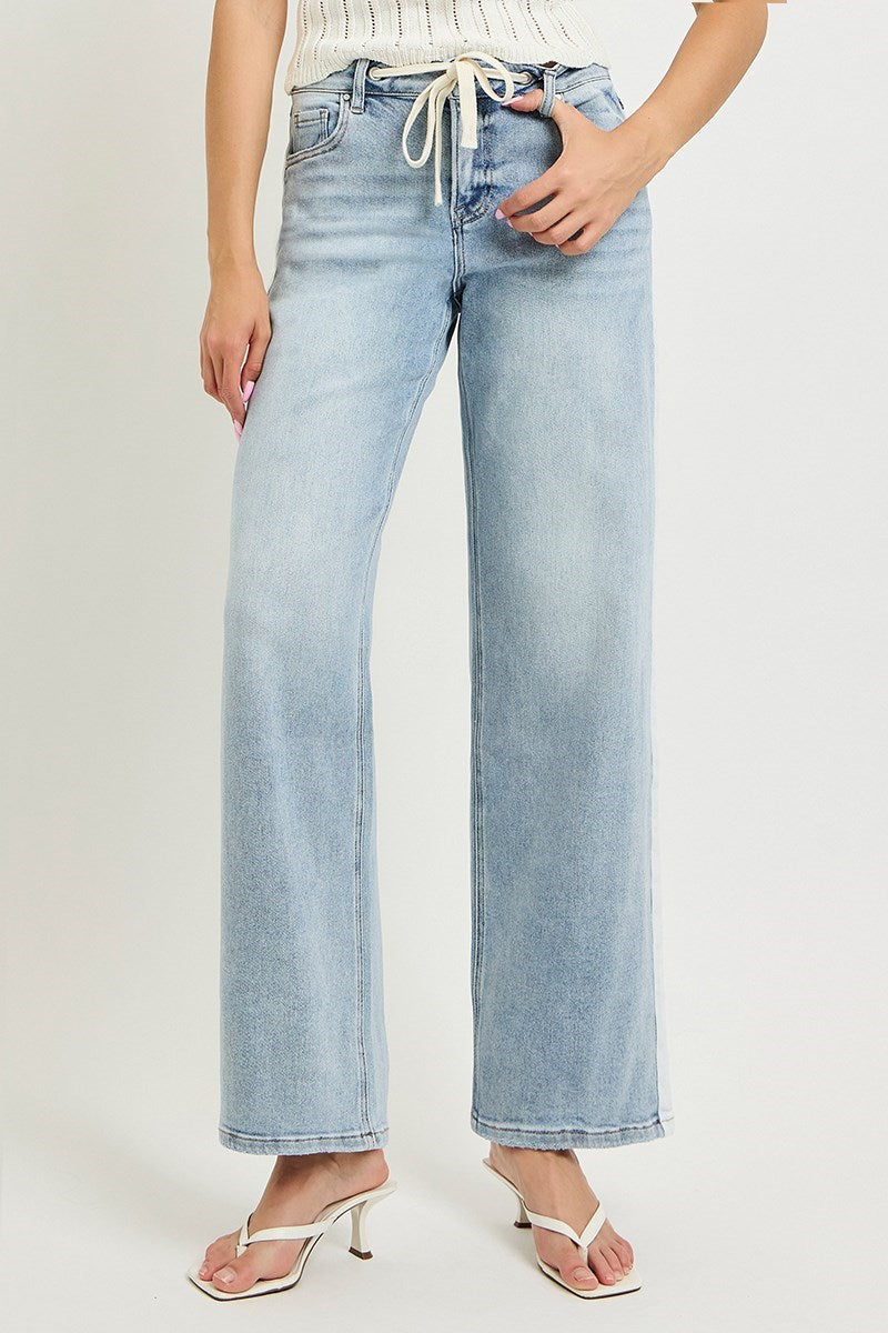 Linda Light Wash RISEN Jeans w/ Stripe Detail & Drawstring