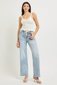 Linda Light Wash RISEN Jeans w/ Stripe Detail & Drawstring