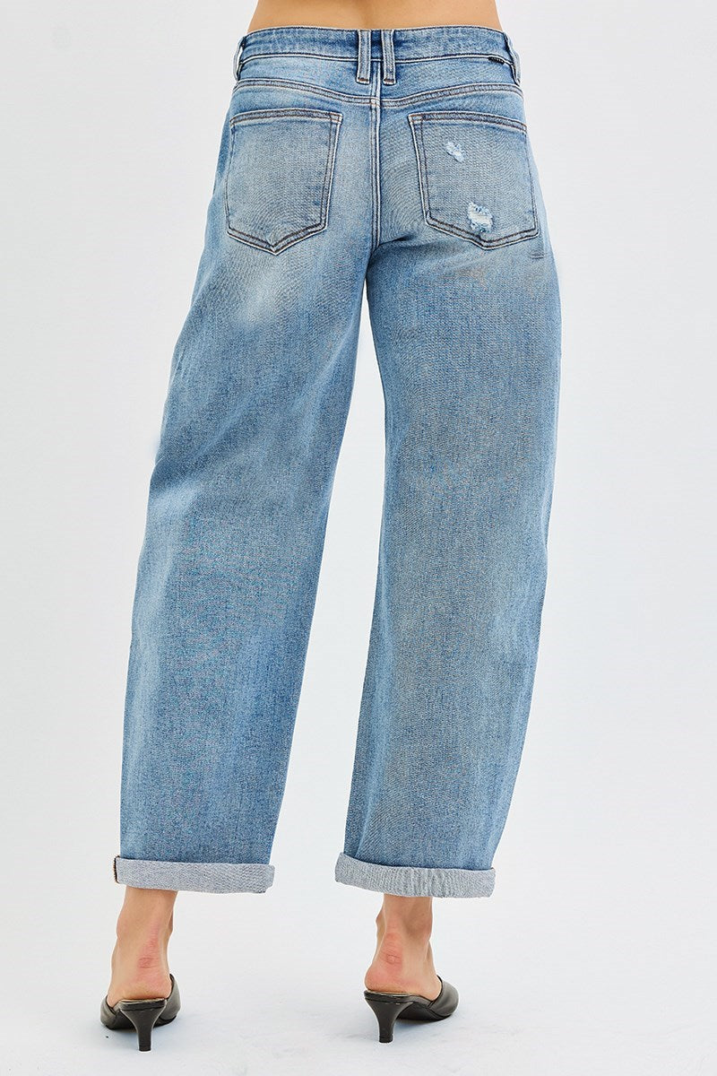 Angela Slouchy, Cuffed Ankle-Length Barrel-Leg RISEN Jeans