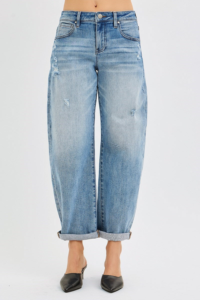 Angela Slouchy, Cuffed Ankle-Length Barrel-Leg RISEN Jeans
