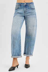 Angela Slouchy, Cuffed Ankle-Length Barrel-Leg RISEN Jeans