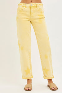 Boyfriend Star (Yellow) Faded-Wash RISEN Jeans