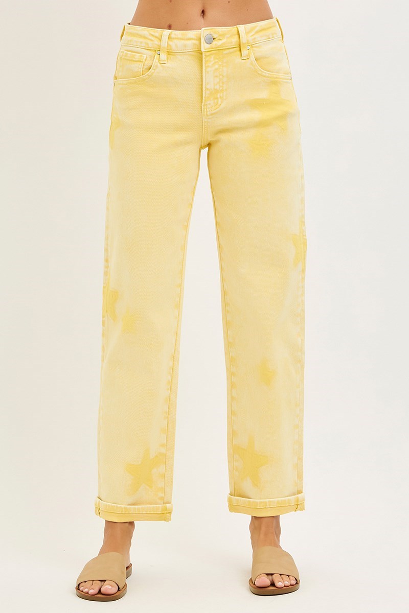 Boyfriend Star (Yellow) Faded-Wash RISEN Jeans
