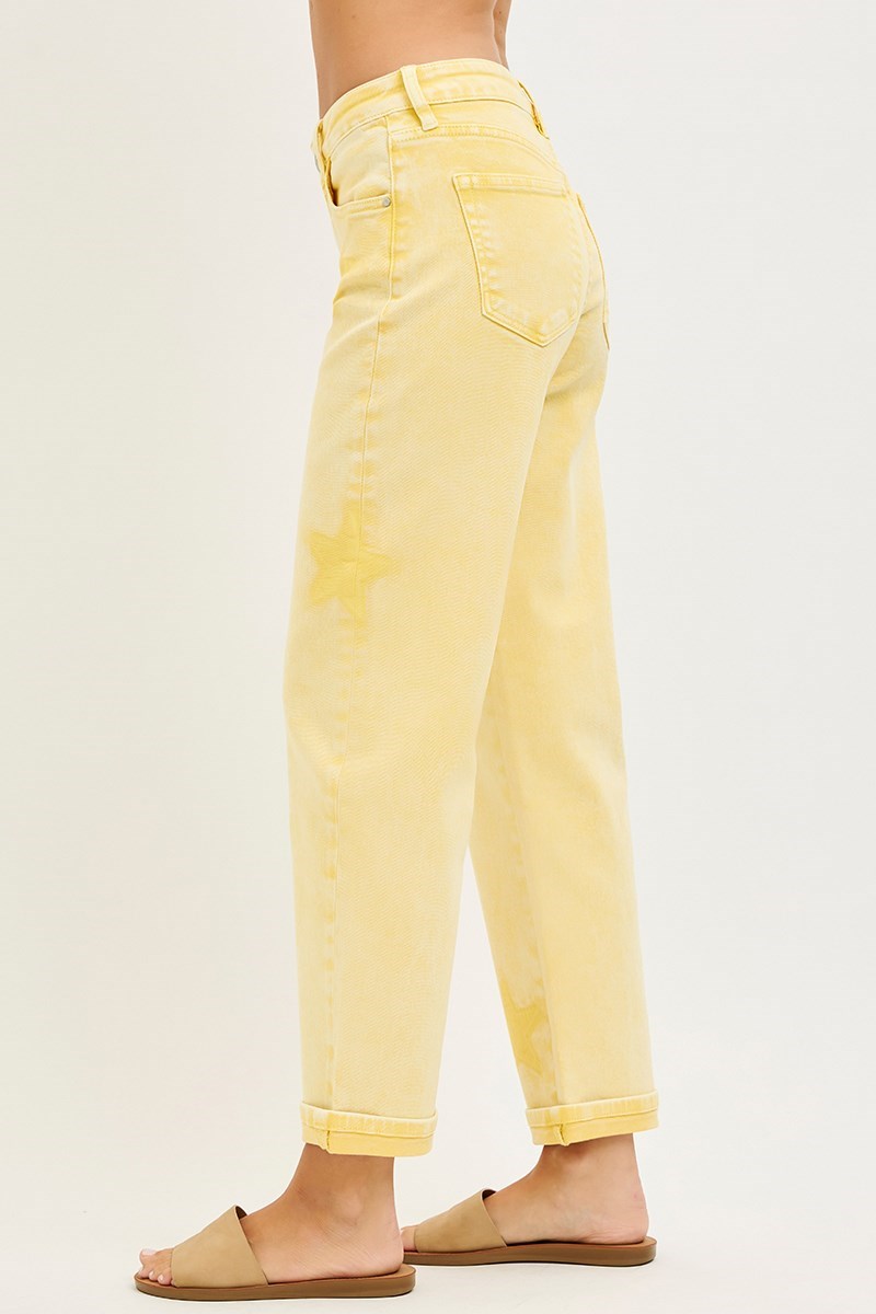 Boyfriend Star (Yellow) Faded-Wash RISEN Jeans
