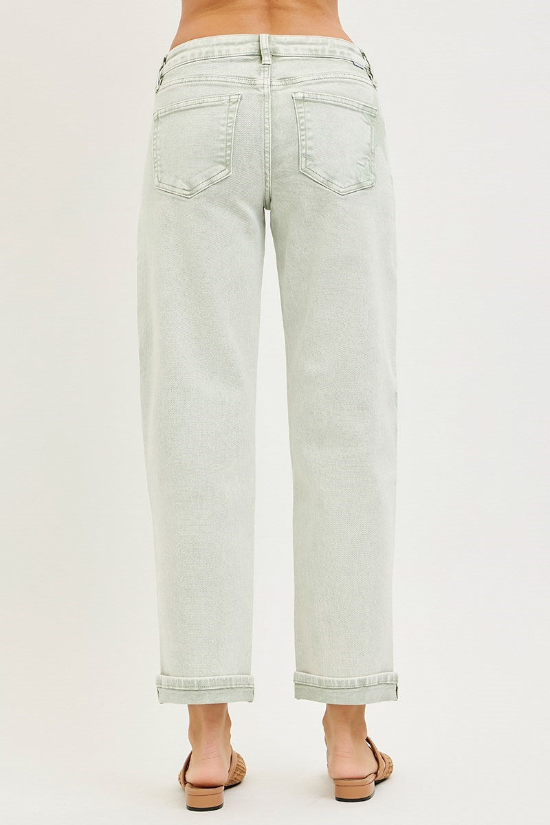 Boyfriend Star (Green) Faded-Wash RISEN Jeans