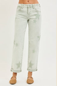 Boyfriend Star (Green) Faded-Wash RISEN Jeans