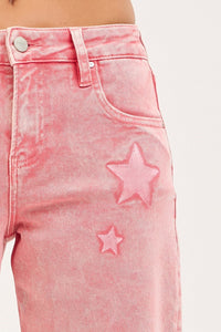 Boyfriend Star (Pink) Faded-Wash RISEN Jeans