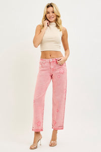 Boyfriend Star (Pink) Faded-Wash RISEN Jeans