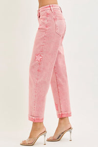 Boyfriend Star (Pink) Faded-Wash RISEN Jeans