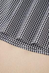 Black Checkered Bell, Bow-Sleeve Top
