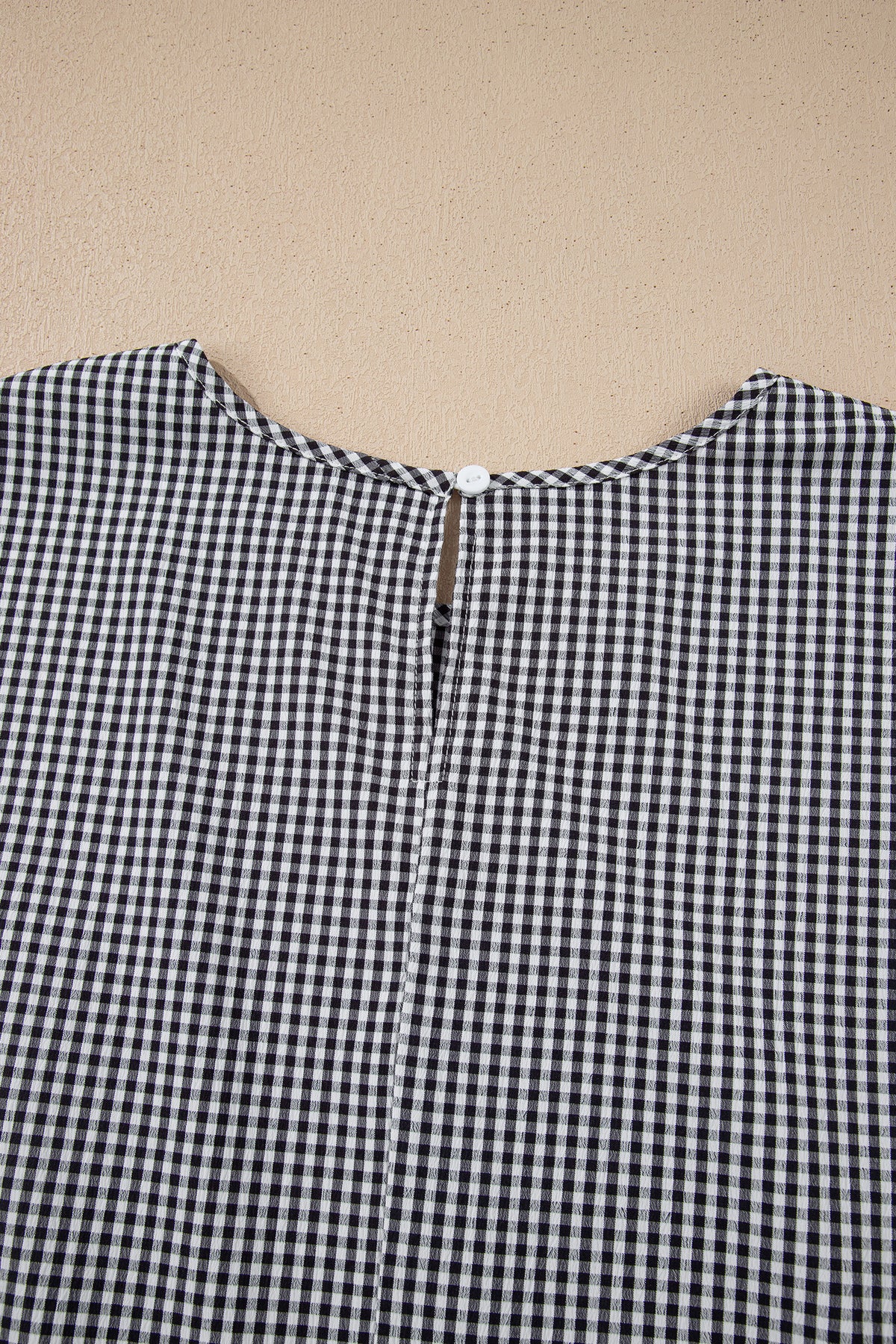 Black Checkered Bell, Bow-Sleeve Top