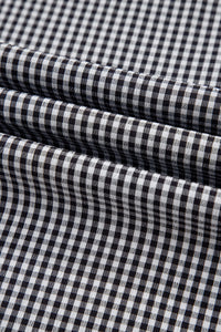 Black Checkered Bell, Bow-Sleeve Top