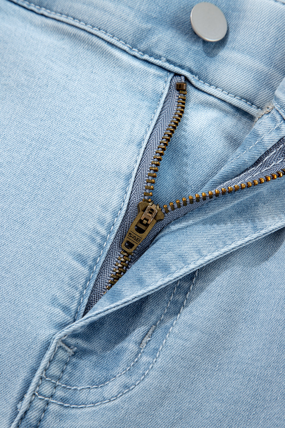 Jackie (Light) Elastic-Waist Ruffled Wide-Leg Denim Jeans