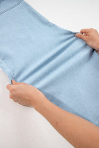 Jackie (Light) Elastic-Waist Ruffled Wide-Leg Denim Jeans