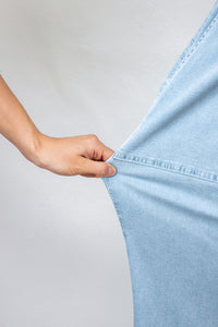 Jackie (Light) Elastic-Waist Ruffled Wide-Leg Denim Jeans