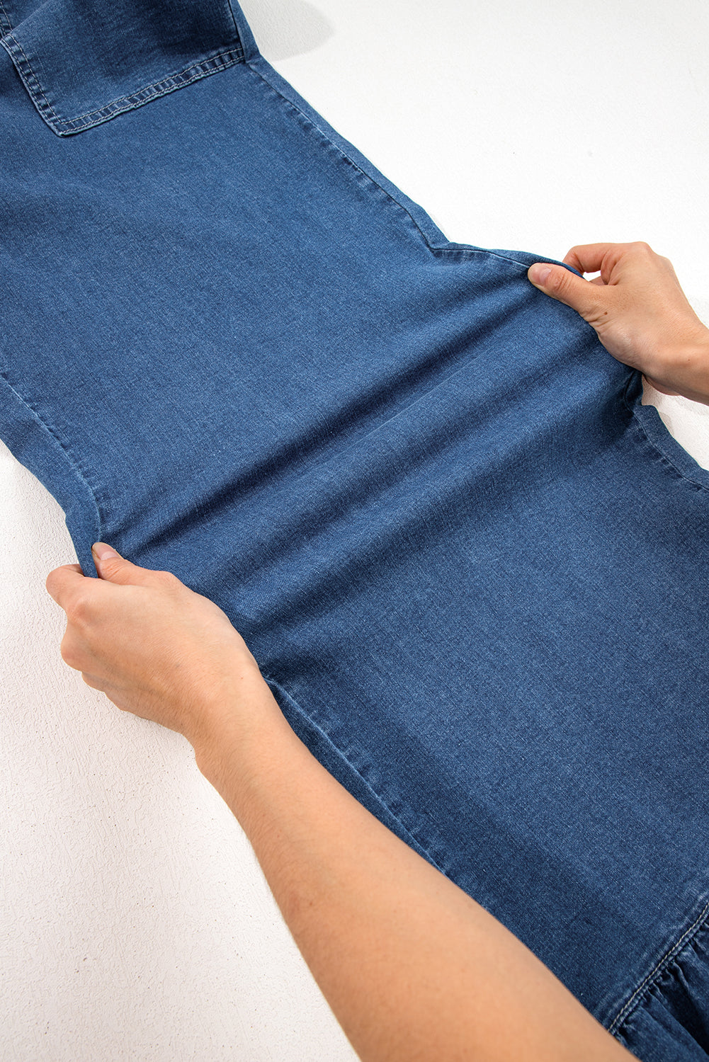 Jackie (Dark) Elastic-Waist Ruffled Wide-Leg Denim Jeans