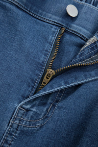 Jackie (Dark) Elastic-Waist Ruffled Wide-Leg Denim Jeans