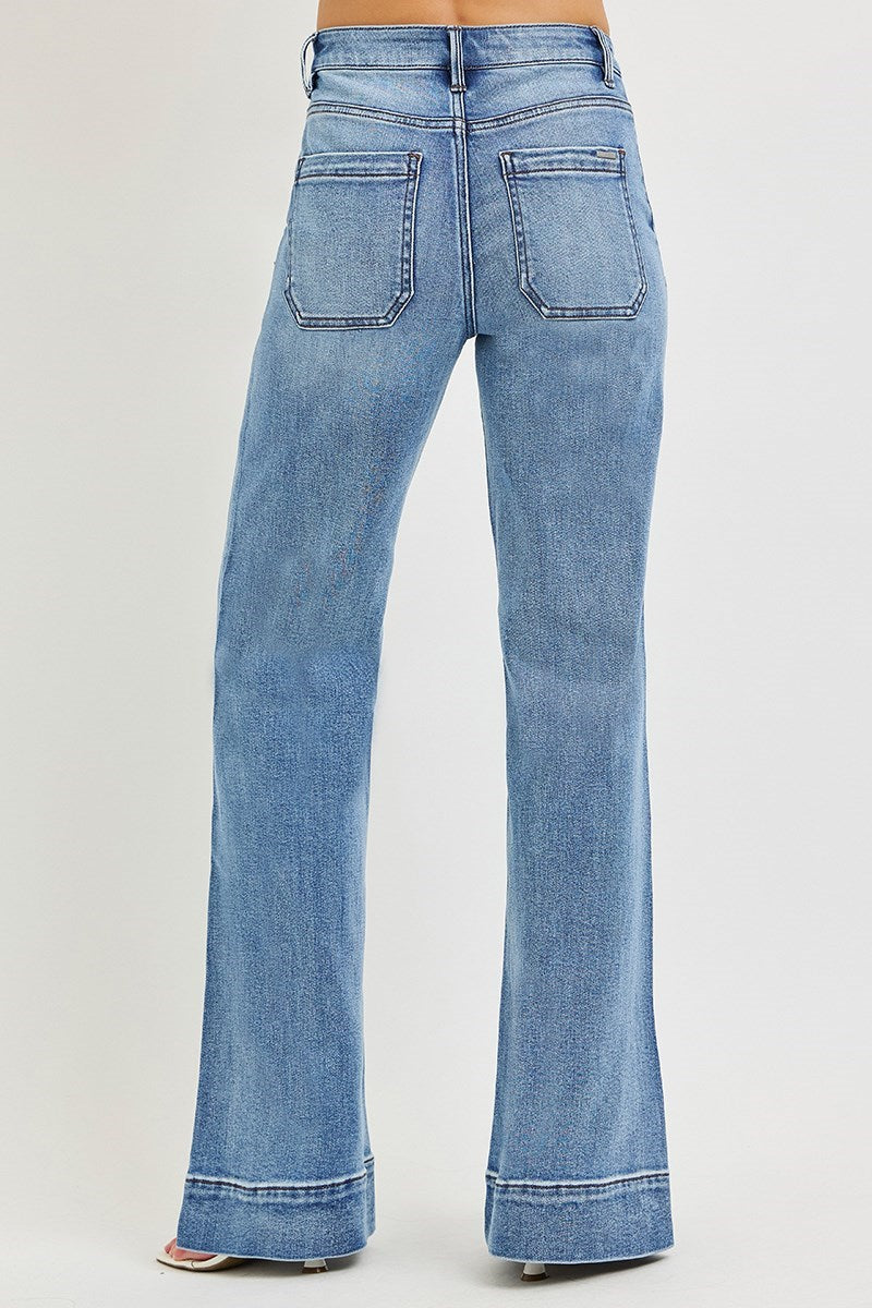 Shannon Tummy Control RISEN (Medium Wash) Wide Leg Jeans with Wide Hem