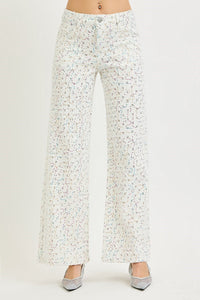 Life Of The Party RISEN High Rise Wide Leg Jeans w/Sequins