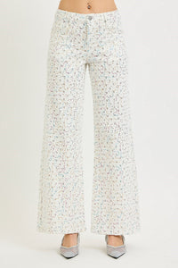 Life Of The Party RISEN High Rise Wide Leg Jeans w/Sequins