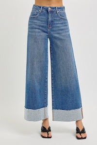 Chasity Tummy Control High-Rise Wide Leg Cuffed RISEN Jeans