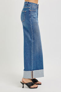 Chasity Tummy Control High-Rise Wide Leg Cuffed RISEN Jeans