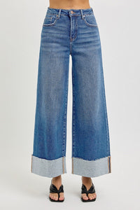 Chasity Tummy Control High-Rise Wide Leg Cuffed RISEN Jeans