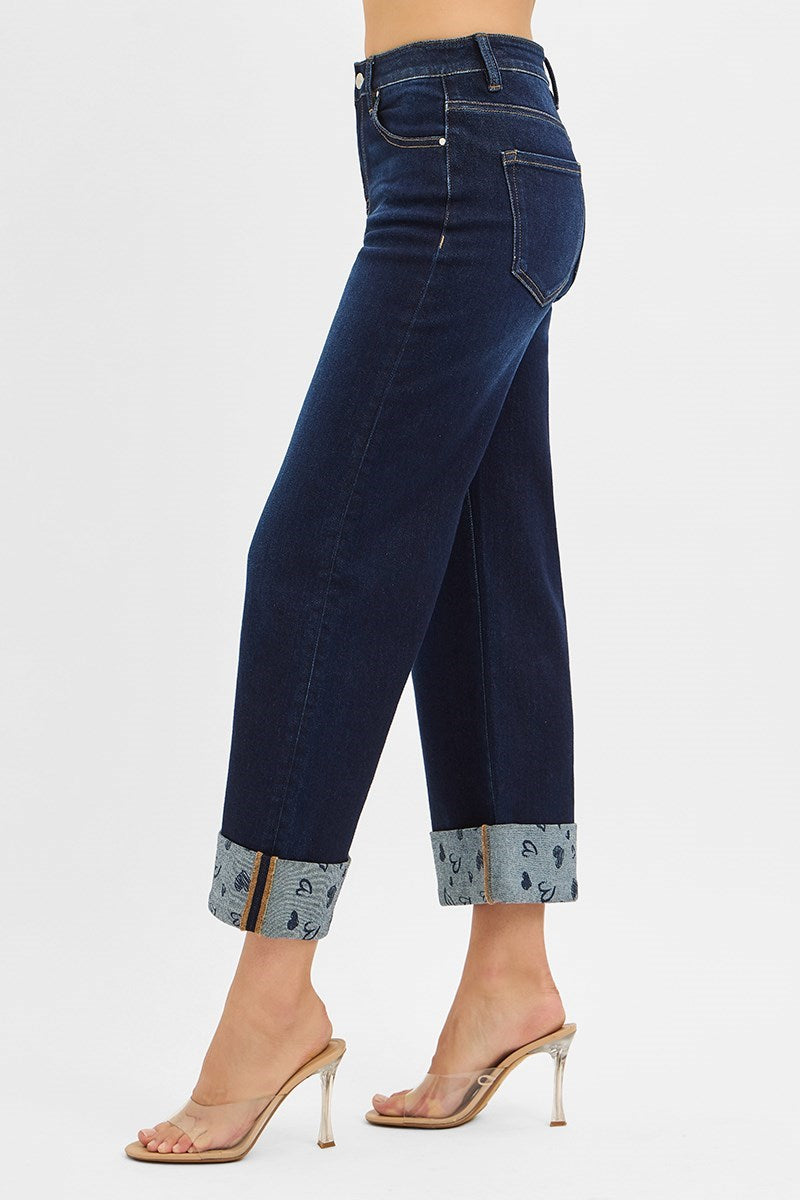 Love Bomb RISEN Cropped Dark Wash Jeans