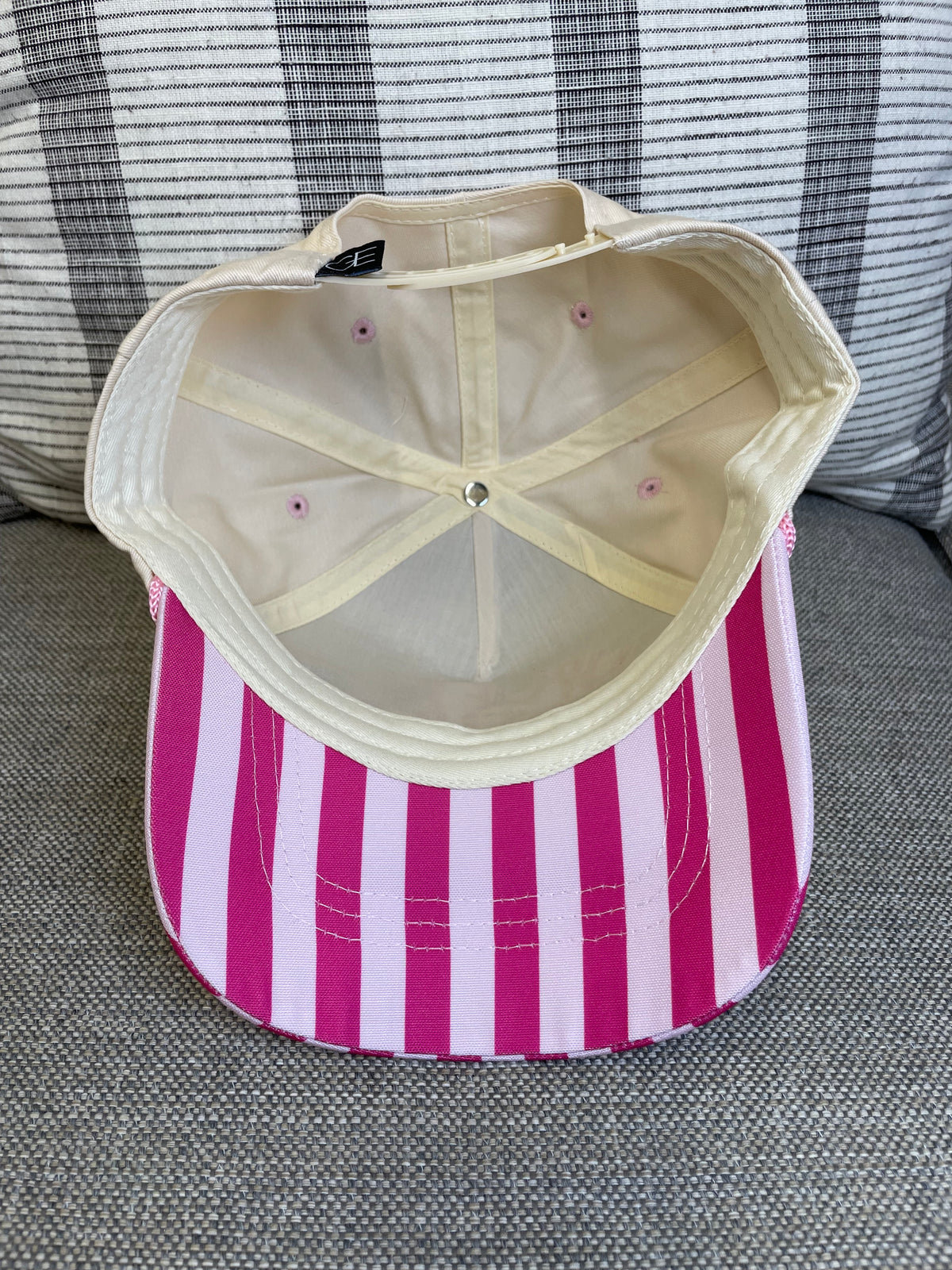 Embroidered (Hot & Light Pink) Uplift Others with Striped Bill Snapback Hat