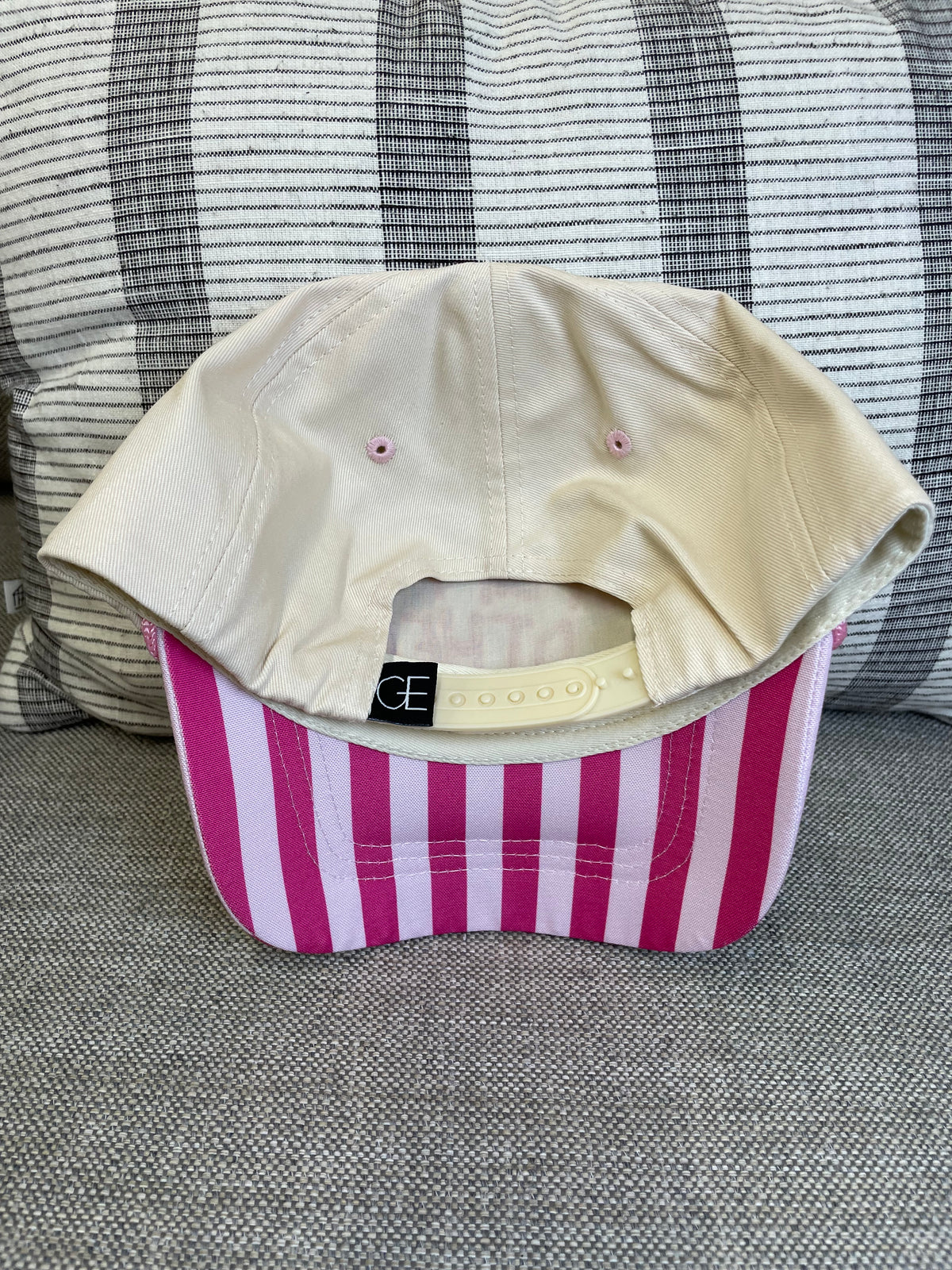 Embroidered (Hot & Light Pink) Uplift Others with Striped Bill Snapback Hat
