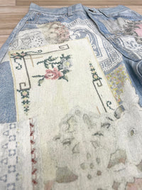 Patchwork Printed Barrel Jeans