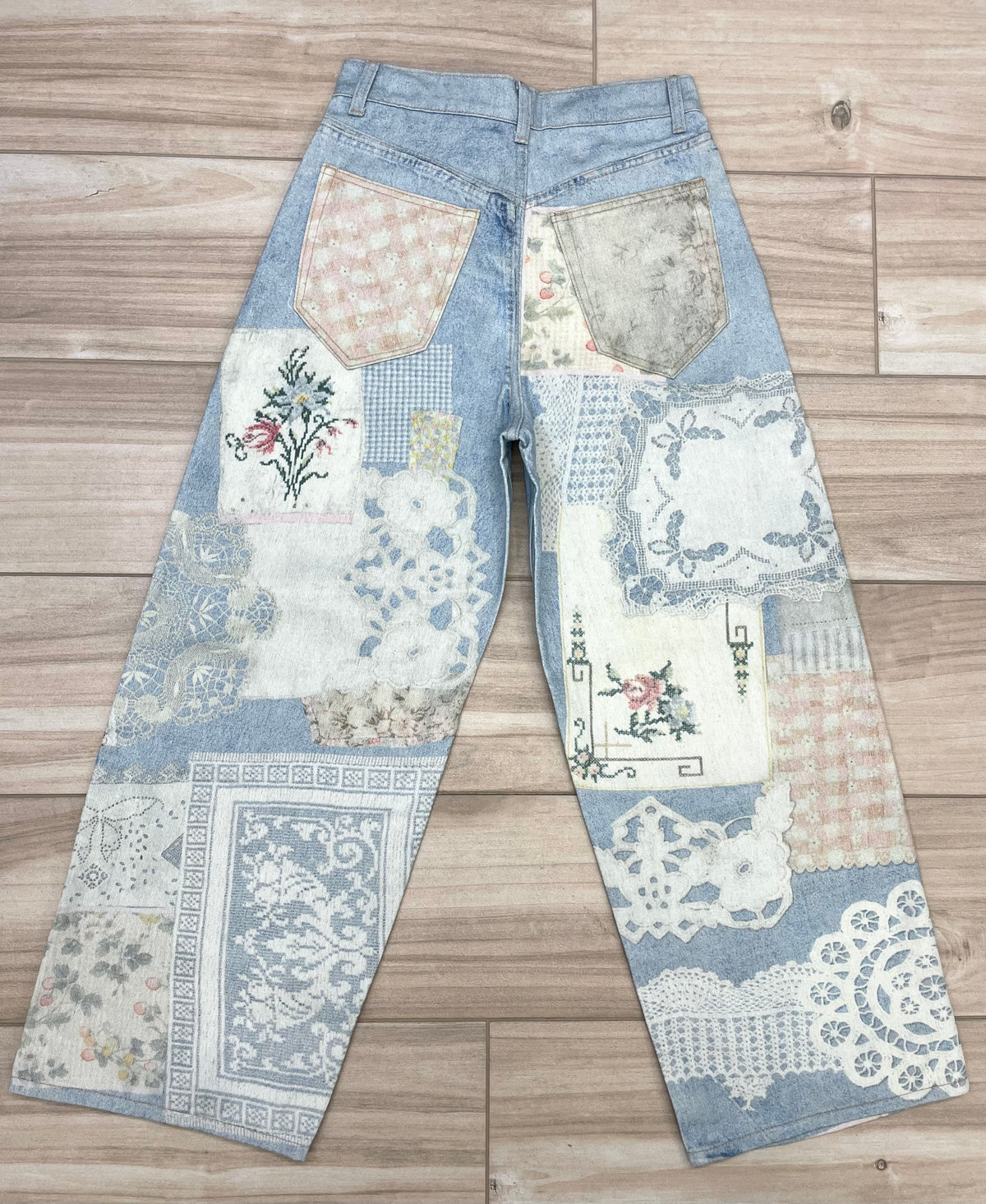 Patchwork Printed Barrel Jeans