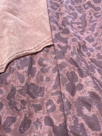 Mineral Wash Leopard Patchwork Lounge Pants - Coffee
