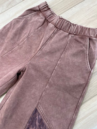 Mineral Wash Leopard Patchwork Lounge Pants - Coffee