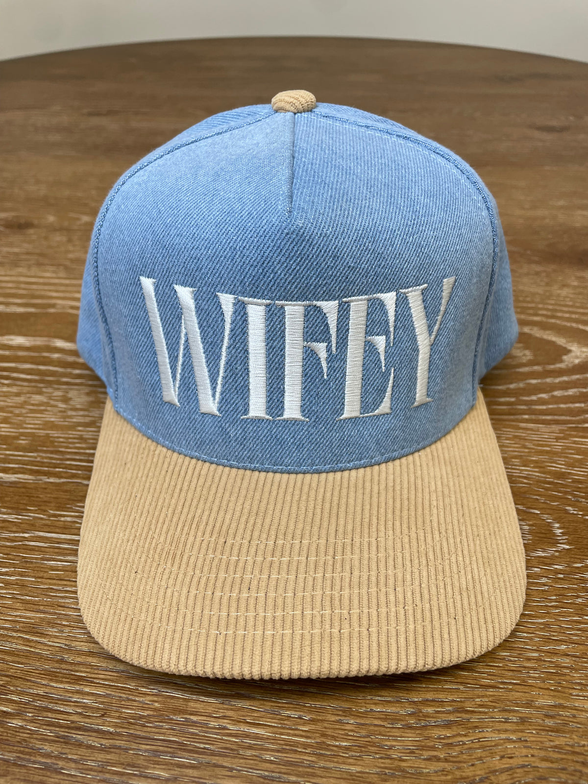 Embroidered (Denim & Corduroy) WIFEY Two-Tone Snapback Hat