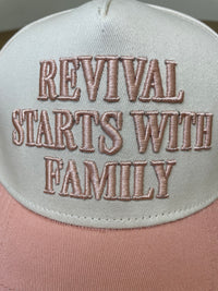 Embroidered (Peach) Revival Starts With Family Snapback Hat