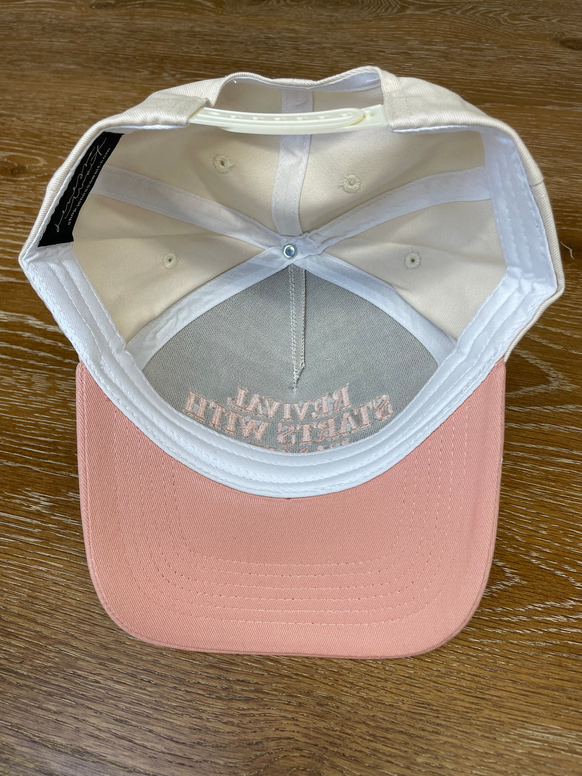 Embroidered (Peach) Revival Starts With Family Snapback Hat