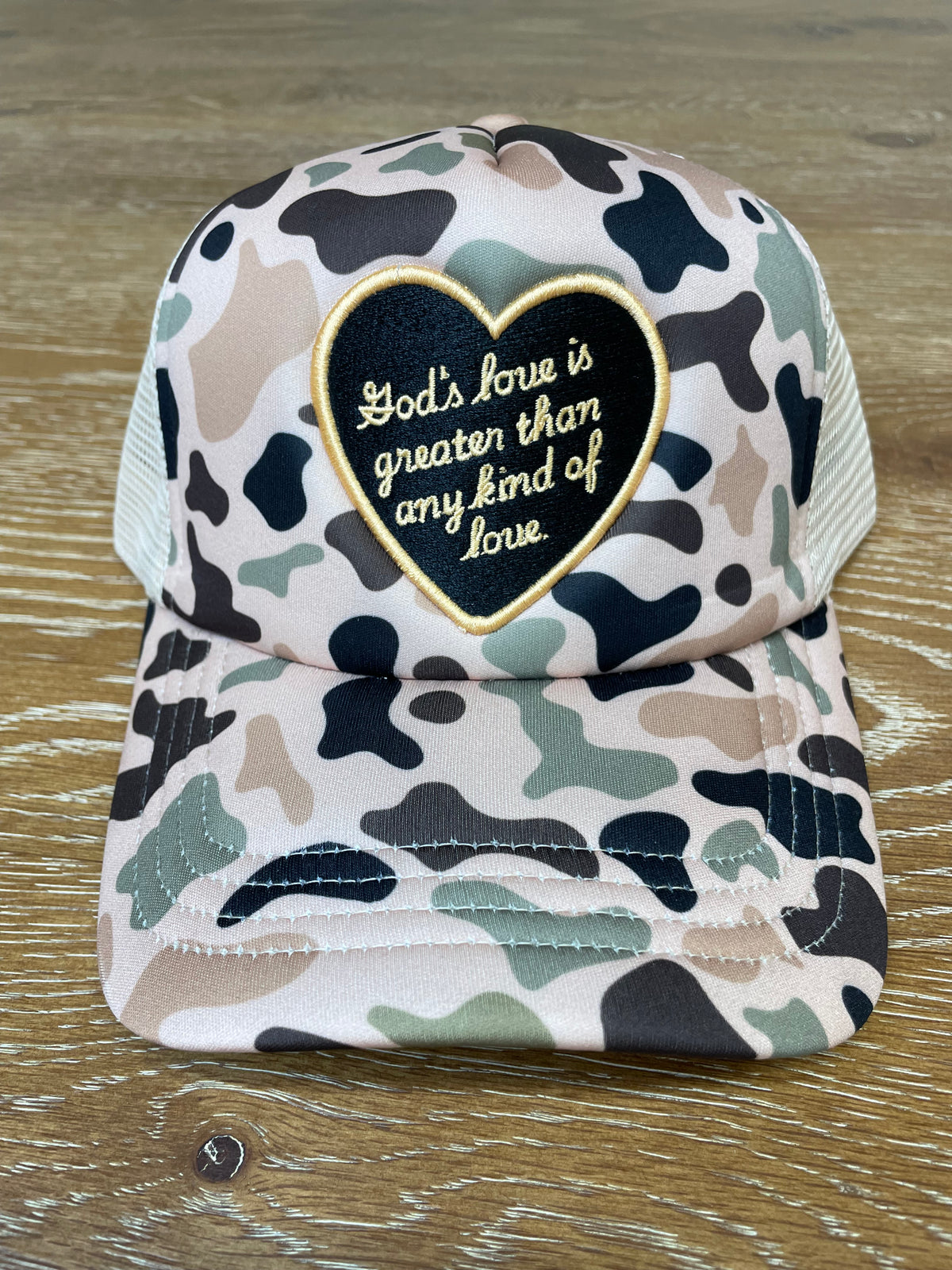 Patch (Camo) God's Love is Greater Snapback Hat