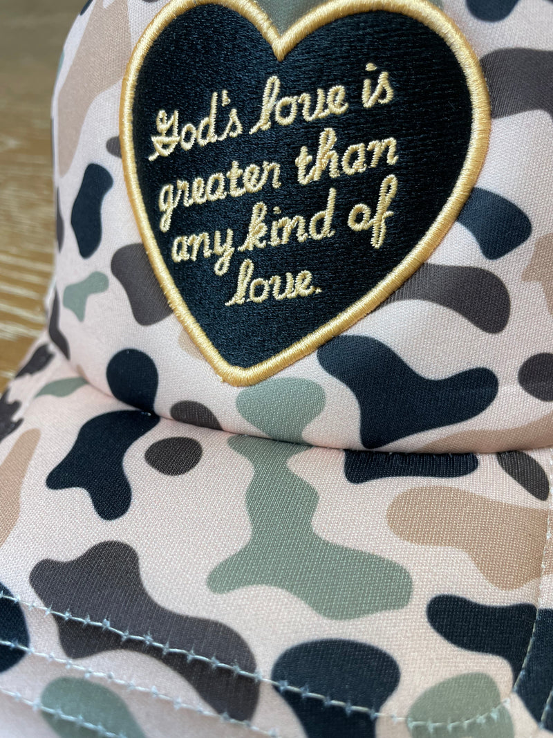 Patch (Camo) God's Love is Greater Snapback Hat