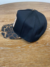 Embroidered (Black & Brown) Howdy Darlin' Patch Leopard Print Bill Snapback Hat