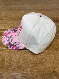 Embroidered (Pink & Tan) Howdy Darlin' Patch Floral Bill Snapback Hat