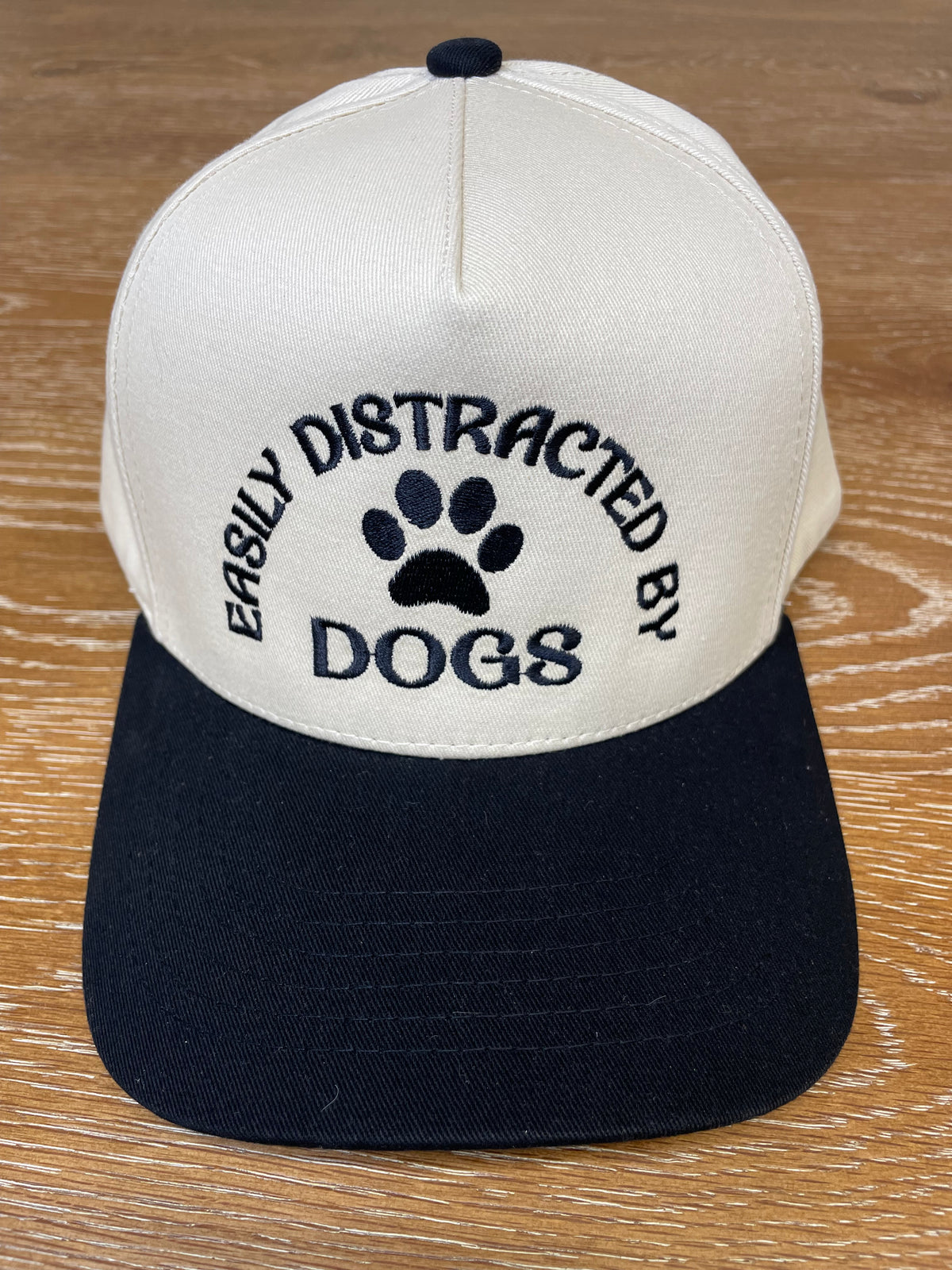 Embroidered (Tan & Black) Easily Distracted By Dogs Snapback Hat