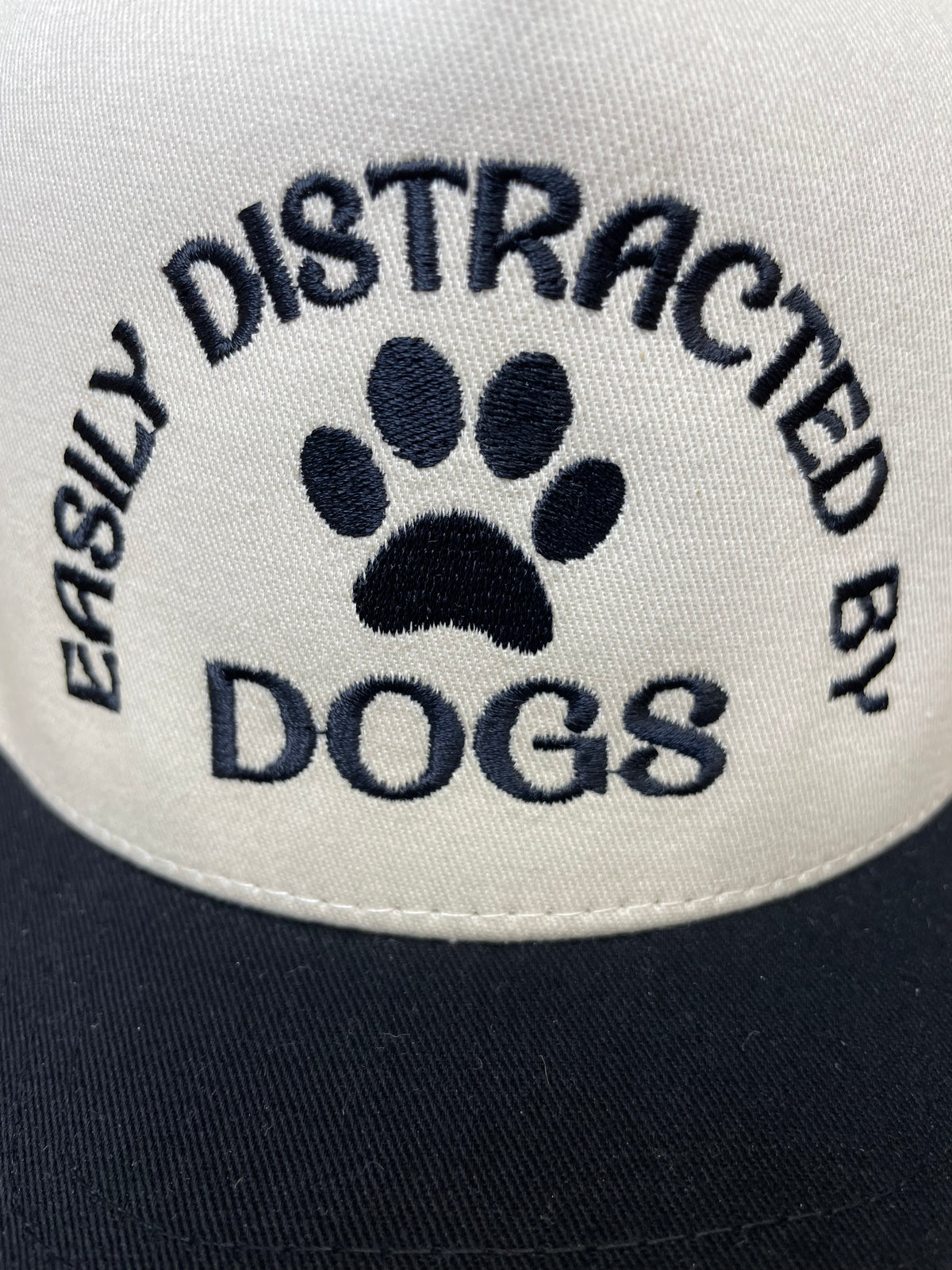 Embroidered (Tan & Black) Easily Distracted By Dogs Snapback Hat