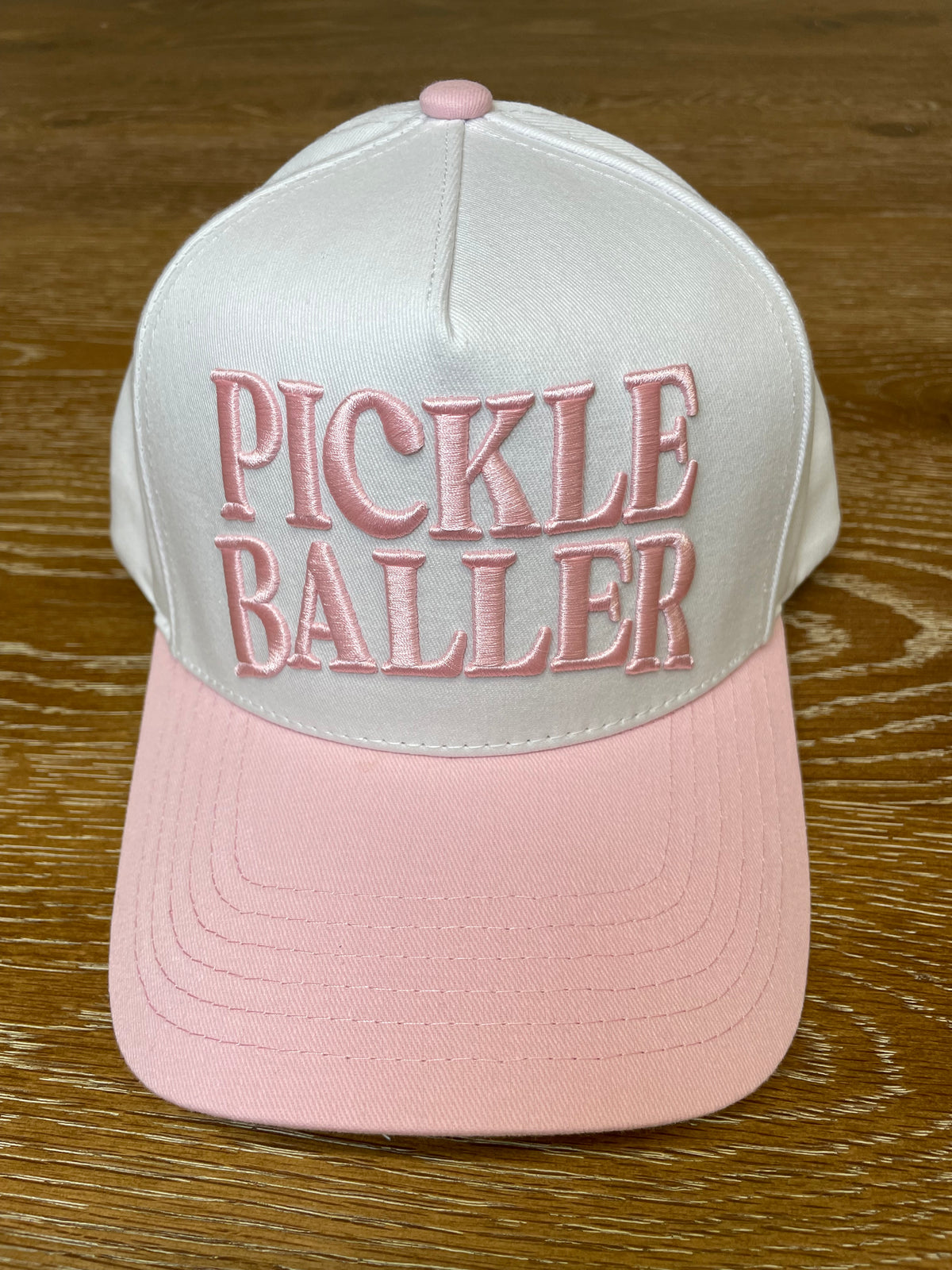 Embroidered (Pink & White) PickleBaller Snapback Hat